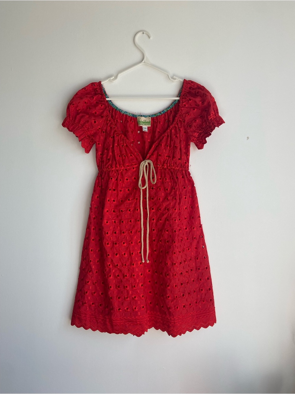 Vintage 80s/90s Red Eyelet Dress
